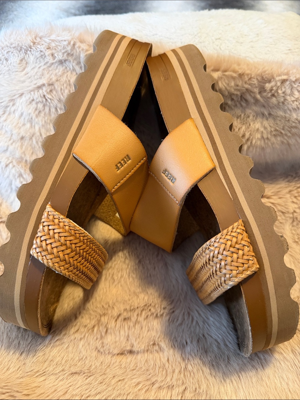 Reef Women's Caramel Braided Double-Strap Slide Sandals - Picture 4 of 7